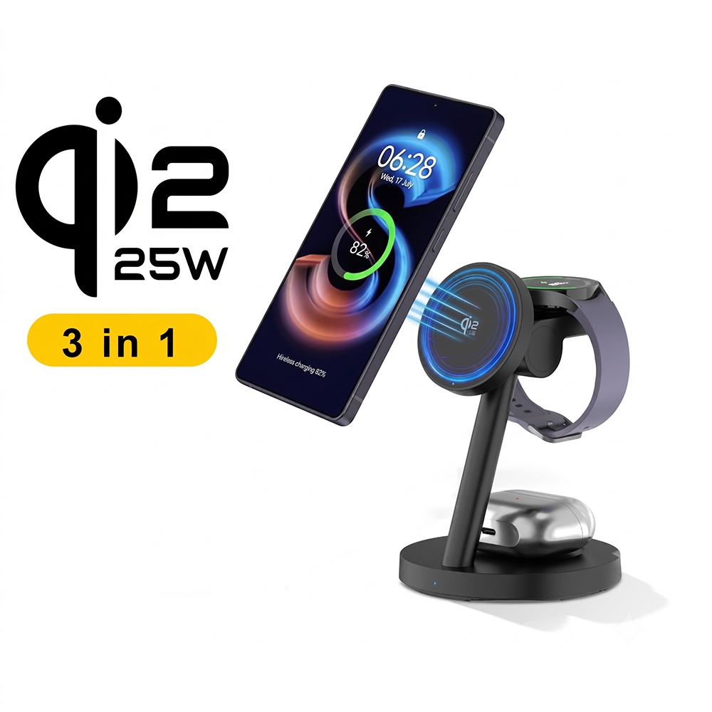 Wireless Charger 3 In 1 - 3-in-1 Qi2.2 25W Snel Draadloos Oplaadstation