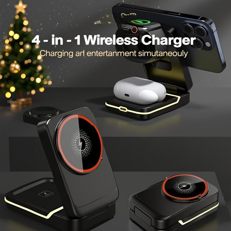 Wireless Charger 3 In 1 - 3-in-1 Magnetische Opvouwbare Reis Snelle Draadloze