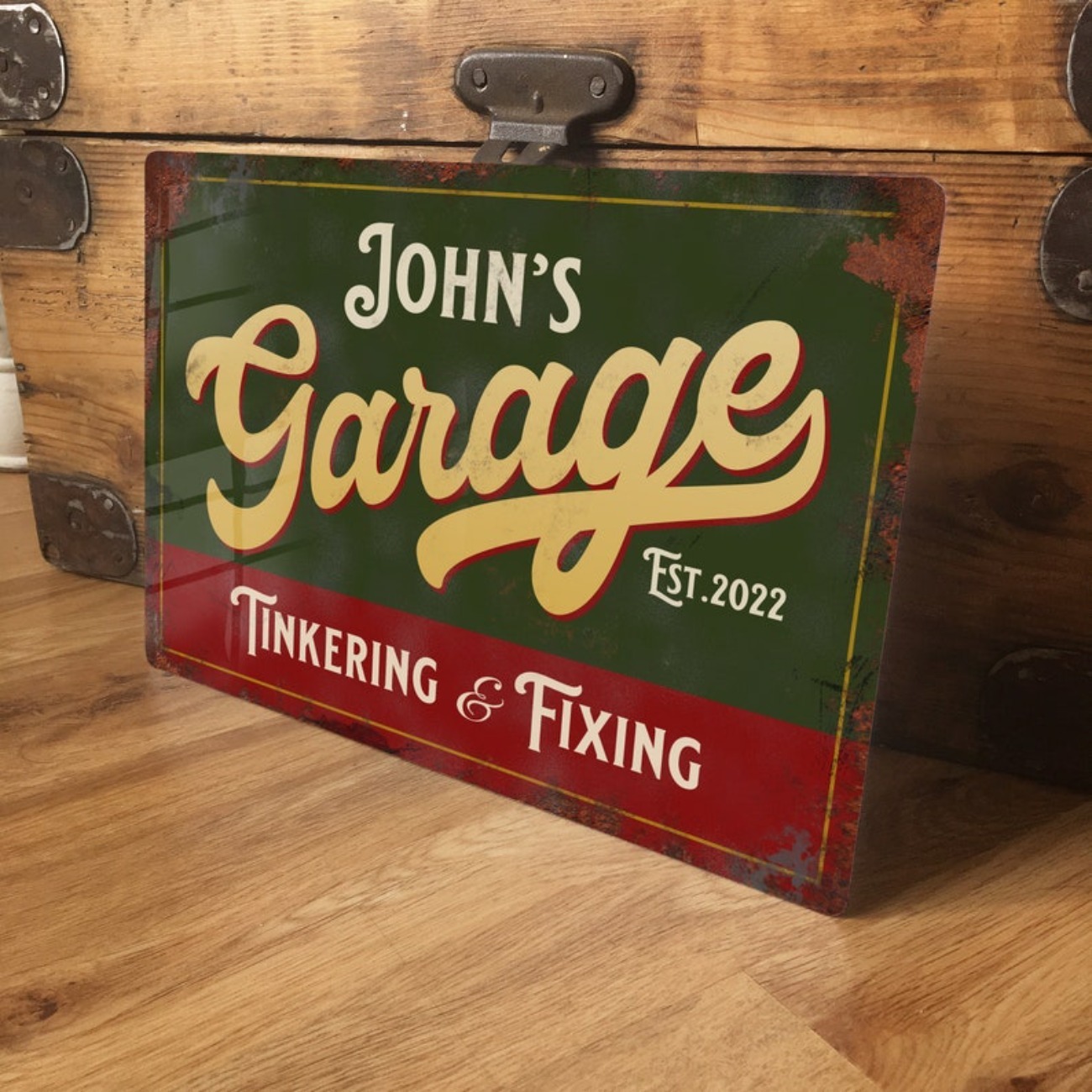 Vintage Tech Accessories - Op maat gepersonaliseerd garage metalen bord