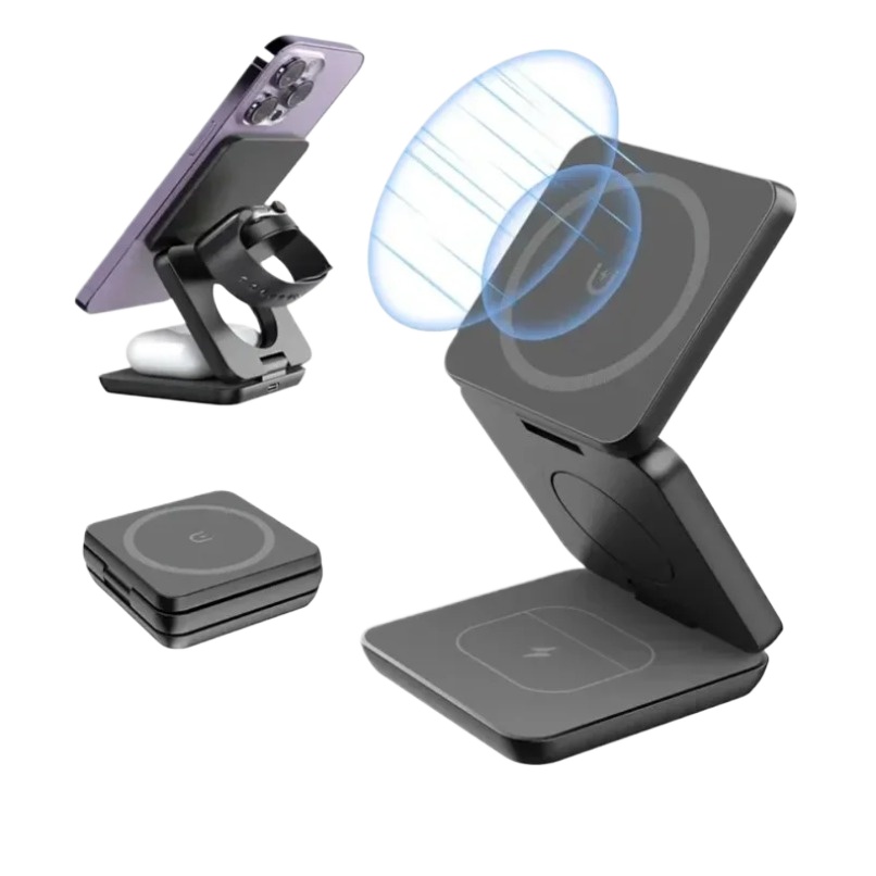Wireless Charger 3 In 1 - 3-in-1 opvouwbare magnetische draadloze opladerstandaard voor