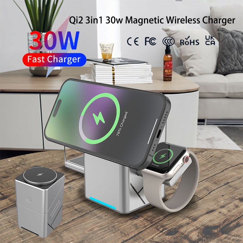 Wireless Charger 3 In 1 - 15W Touch Rotating Magnetische Multifunctionele 3-in-1