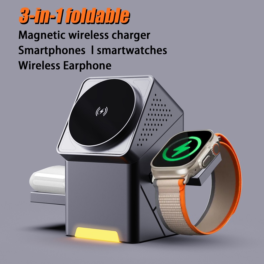 Wireless Charger 3 In 1 - 3-in-1 Magnetische Draadloze Oplader Opvouwbaar 15W