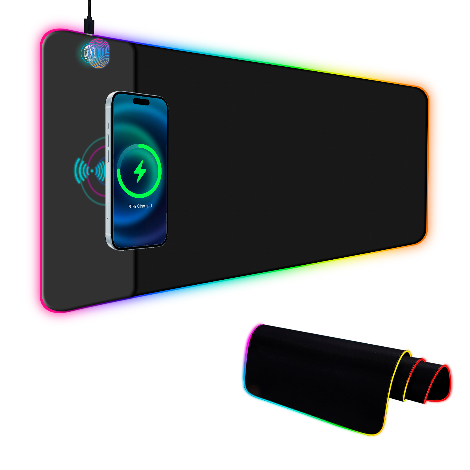 Mouse Charging Pad - Draadloos opladen RGB-gamingmuismat, LED-muismat 800 x