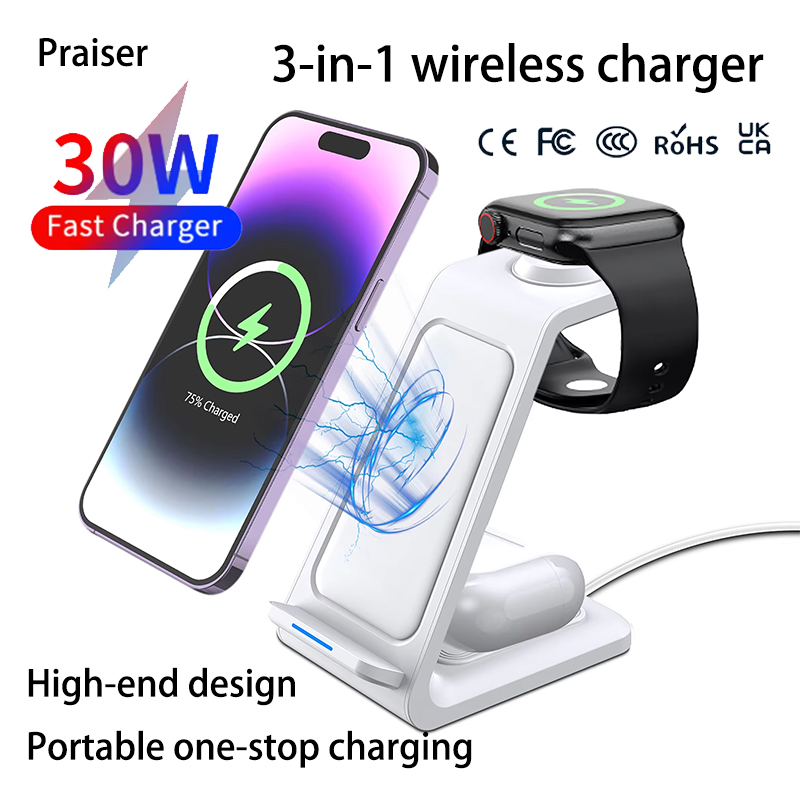 Wireless Charger 3 In 1 - 15W 3-in-1 draadloze oplaadstation voor iPhone,