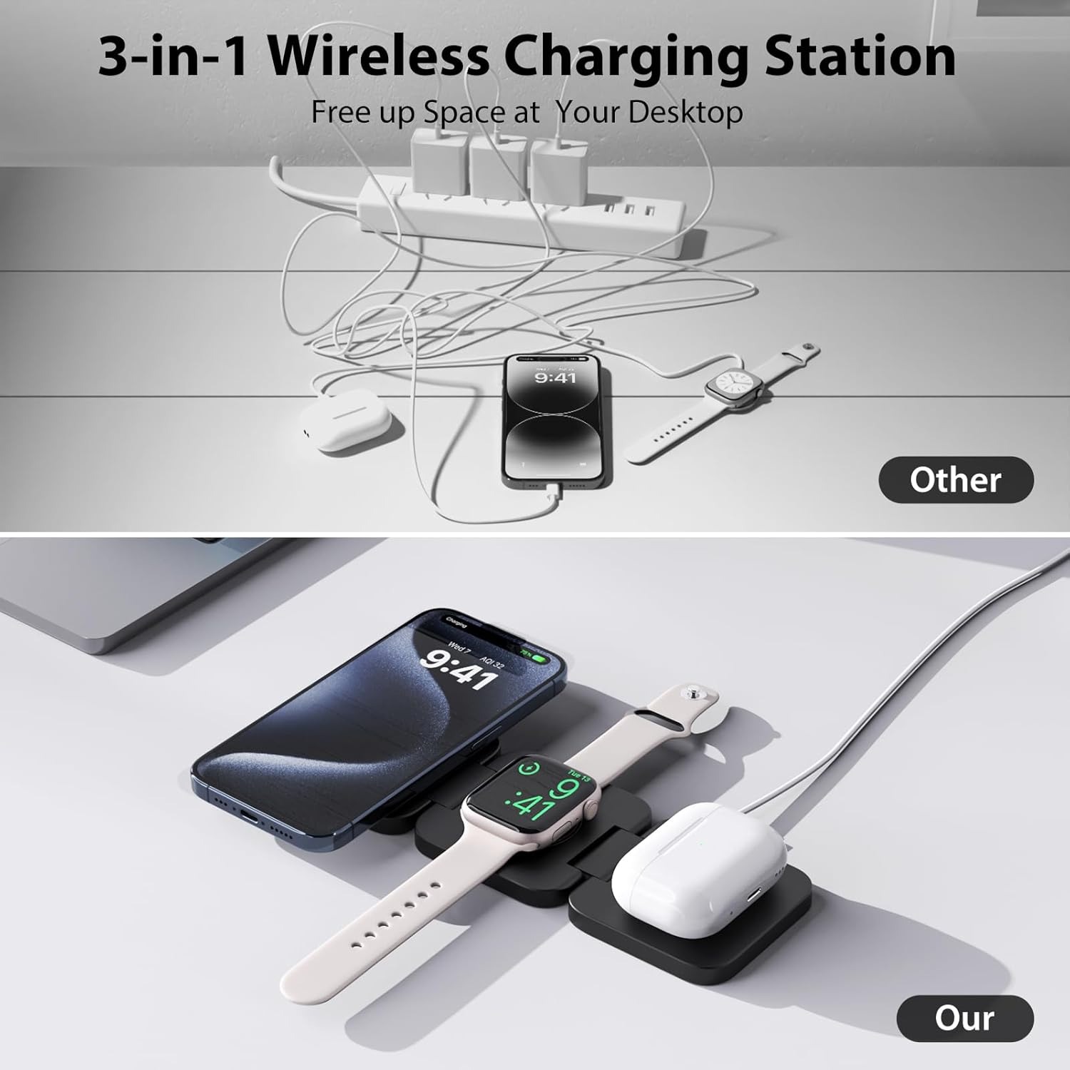 Opvouwbare 3-in-1 snelle draad - Wireless Charger 3 In 1 recensie en prijs