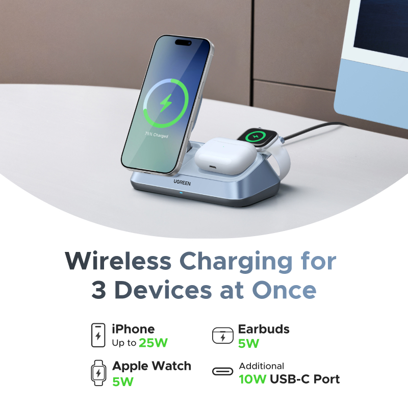 UGREEN Qi2 25W MAX magnetische - Wireless Charger 3 In 1 recensie en prijs