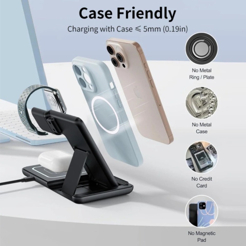Nacht LED-lampje 3-in-1 draadl - Wireless Charger 3 In 1 recensie en prijs