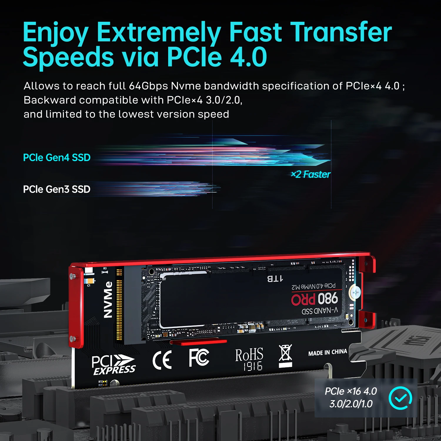 JEYI M.2 NVME naar PCIe 4.0 X1 - Samsung Ssd 990 Pro recensie en prijs
